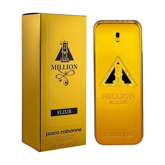 Paco Rabanne Million Elixir perfume bottle and packaging on a white background