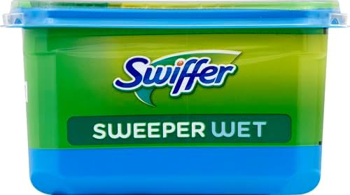 Swiffer Sweeper Wet cleaning product container with green and blue design