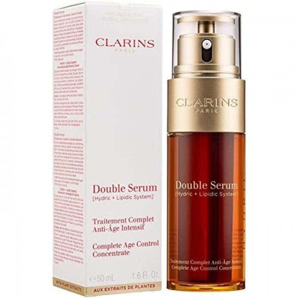 Clarins Double Serum bottle and packaging on a white background