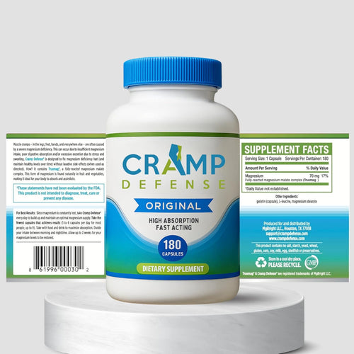 Cramp Defense Original Leg Cramp Relief Capsules 180 Count | Magnesium Supplement for Muscle & Night Leg Cramps