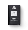 Creed Aventus 100ml box packaging, featuring a textured black background with a silver crest and logo details, set against a plain white background.