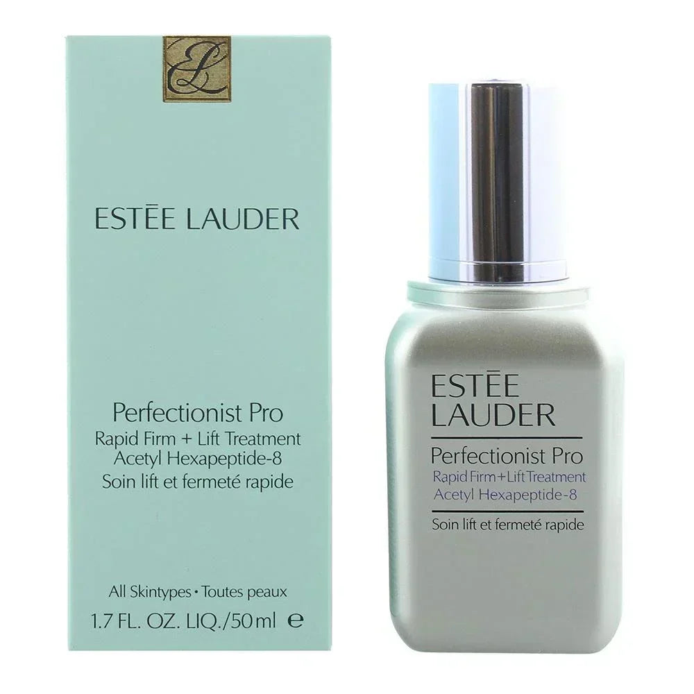 Estée Lauder Perfectionist Pro treatment bottle and packaging on a white background