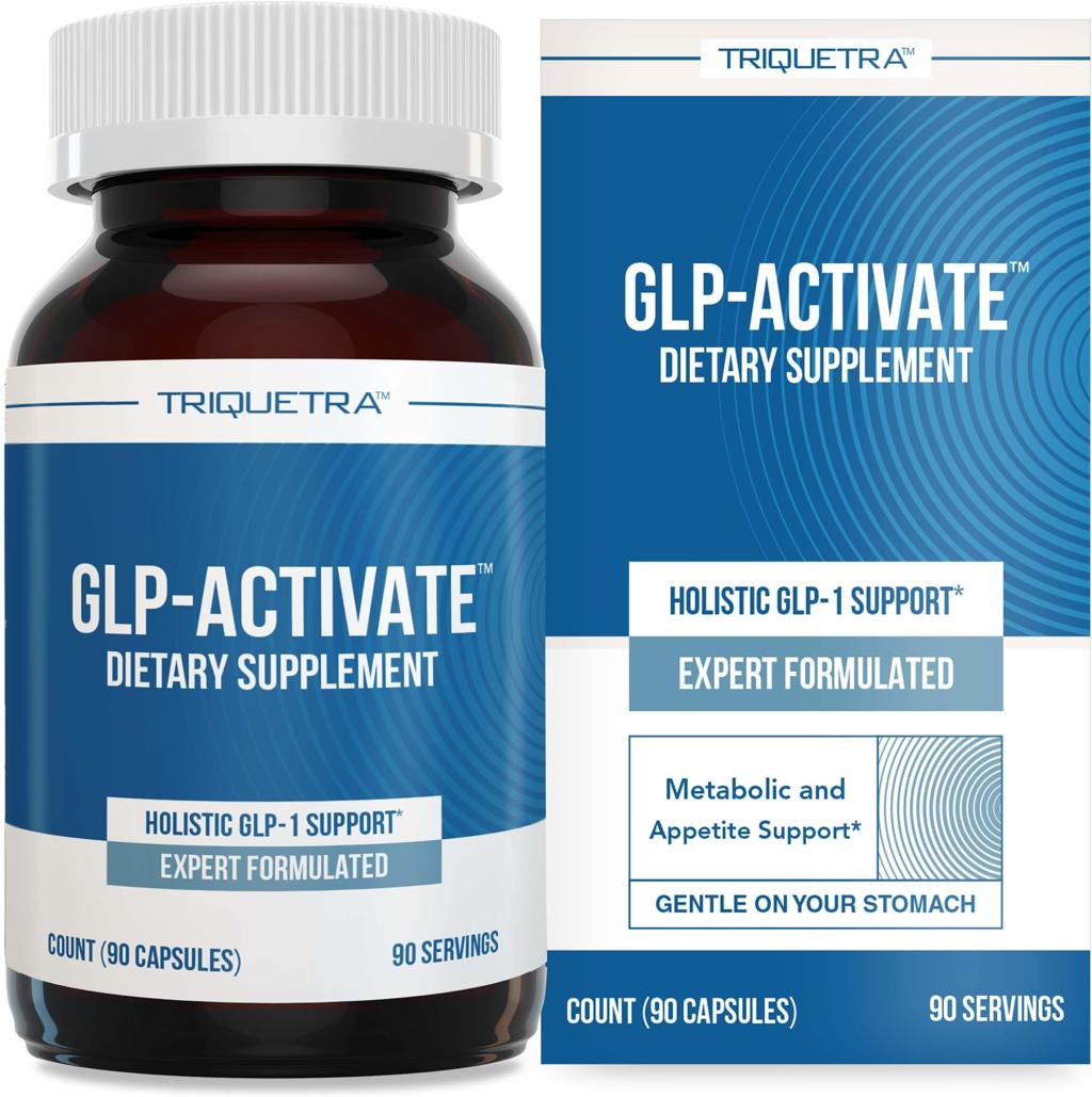 Triquetra GLP-Activate dietary supplement bottle and packaging on a white background