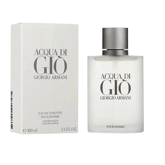 Acqua di Giò Giorgio Armani perfume bottle and packaging on a white background