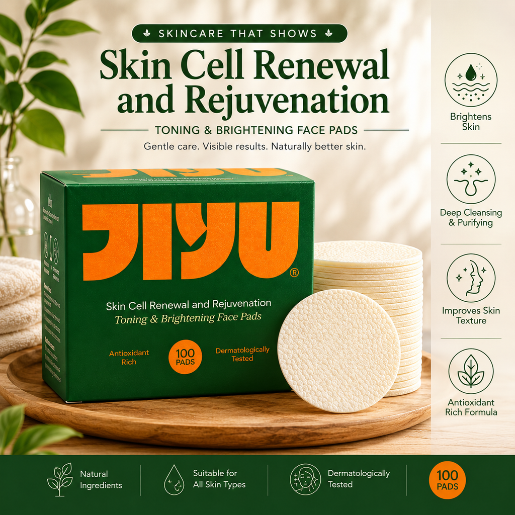 JIYU Skin Cell Renewal & Rejuvenation Toning and Brightening Face Pads – Exfoliating Toner Pads for Glowing Skin, Dark Spots, Uneven Tone & Deep Cleansing – Antioxidant Rich, Dermatologically Tested – 100 Pads