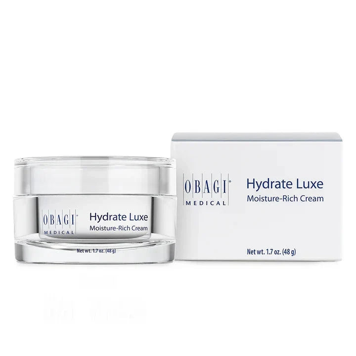 Obagi Hydrate Luxe Moisture-Rich Cream jar and packaging on a white background