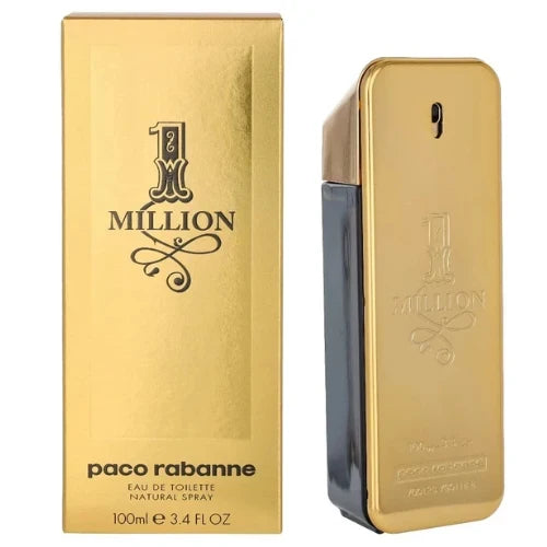 Paco Rabanne 1 Million perfume bottle and packaging on a white background