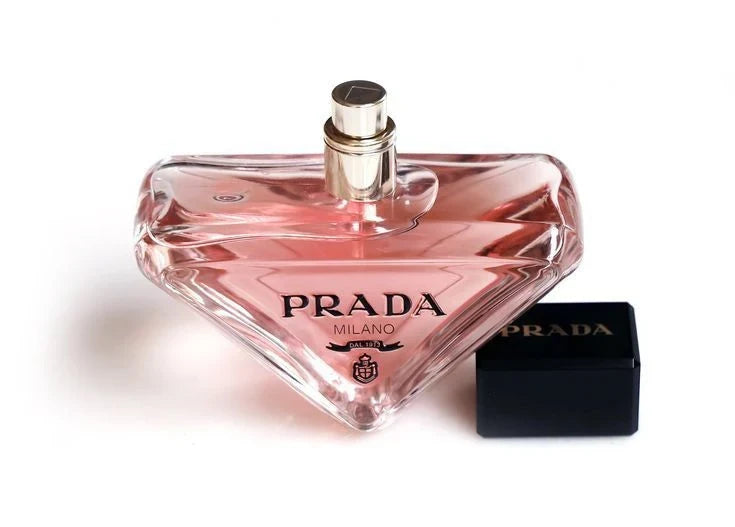 Prada perfume bottle on a white background