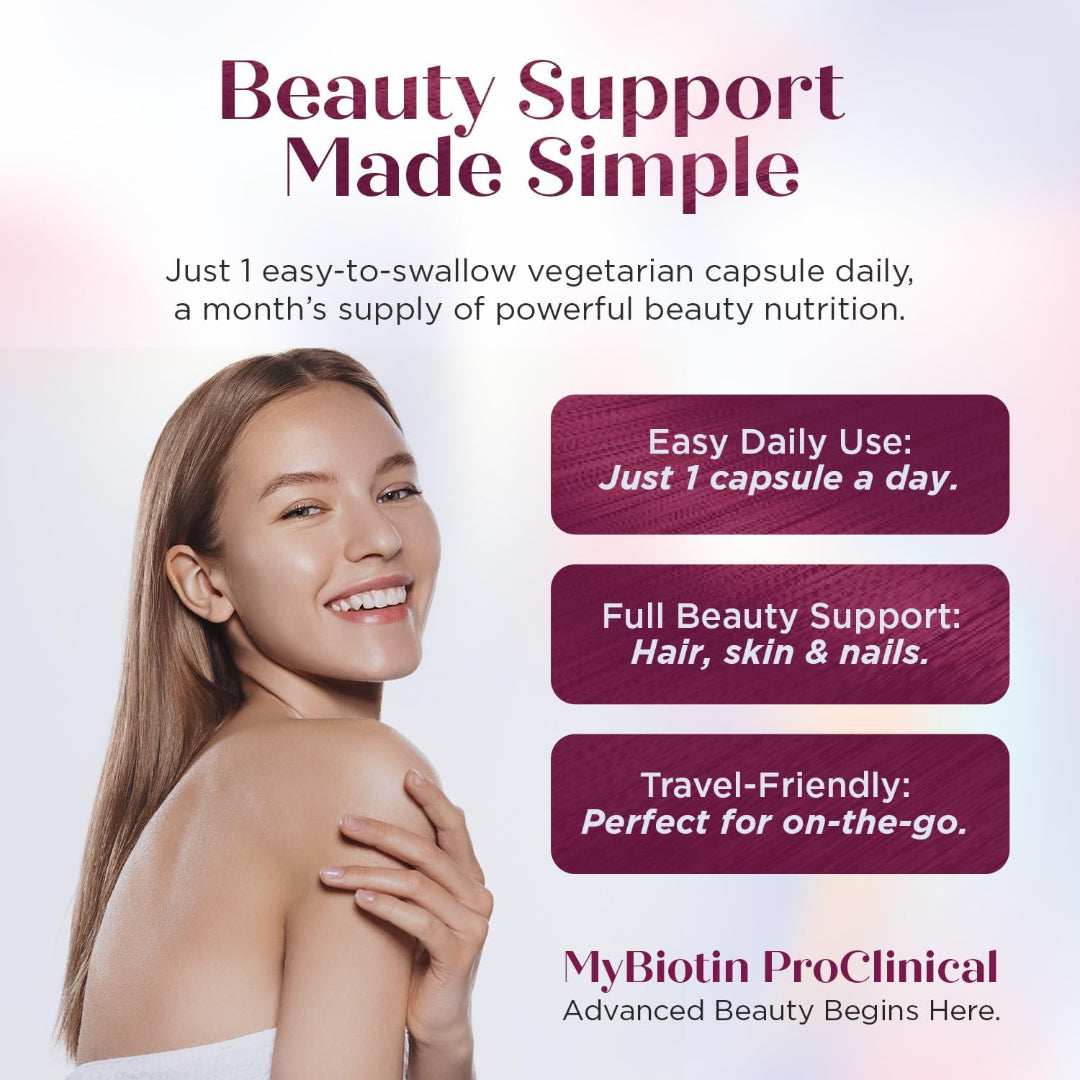Purity Products MyBiotin ProClinical MB40X Biotin Vitamin B7 Hair & Skin Supplement 30 Veg Capsules