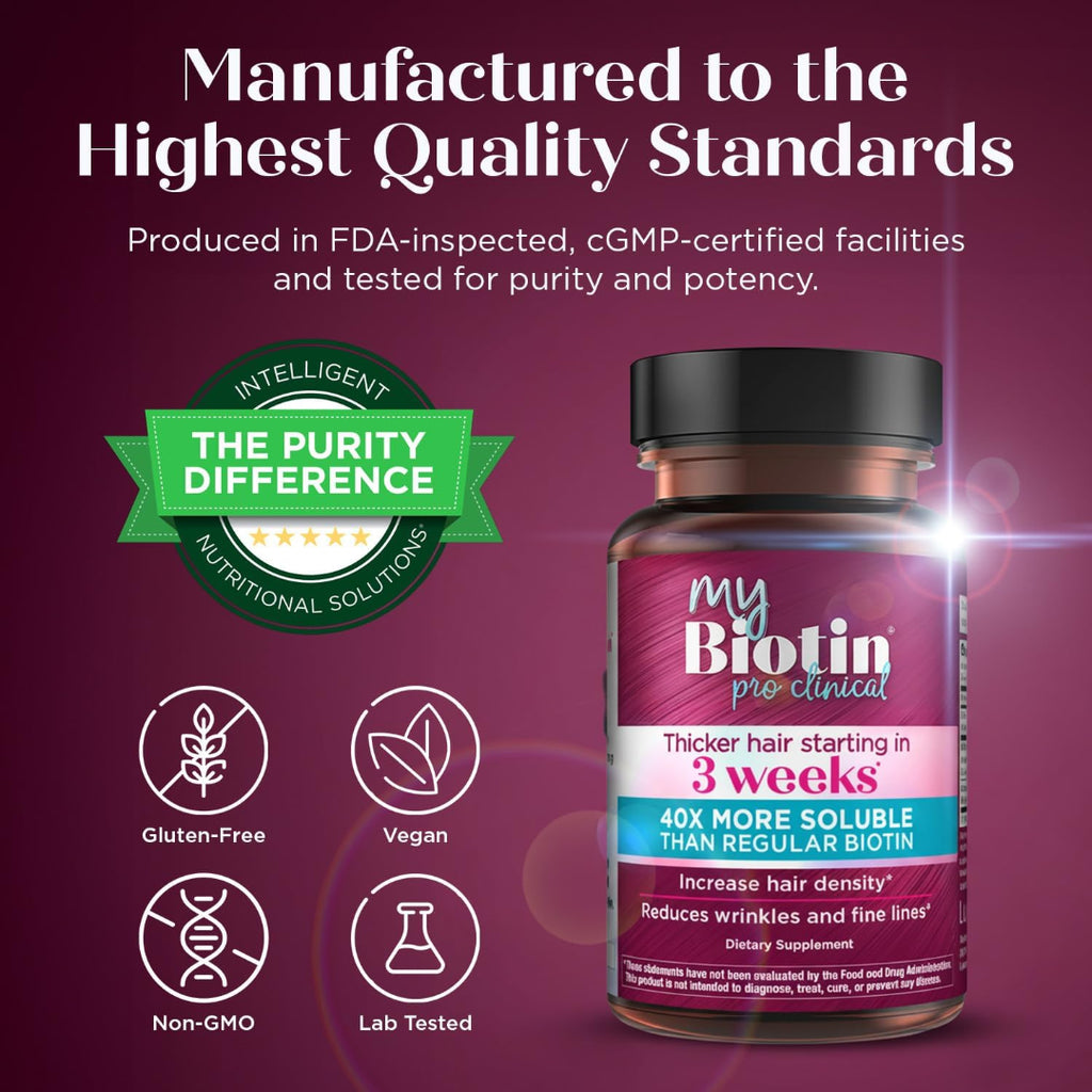 Purity Products MyBiotin ProClinical MB40X Biotin Vitamin B7 Hair & Skin Supplement 30 Veg Capsules