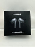 Samsung Galaxy Buds3 Pro wireless earbuds retail box in black, featuring a printed graphic of the silver and black earbuds on the front, with the SAMSUNG brand name and model name visible.