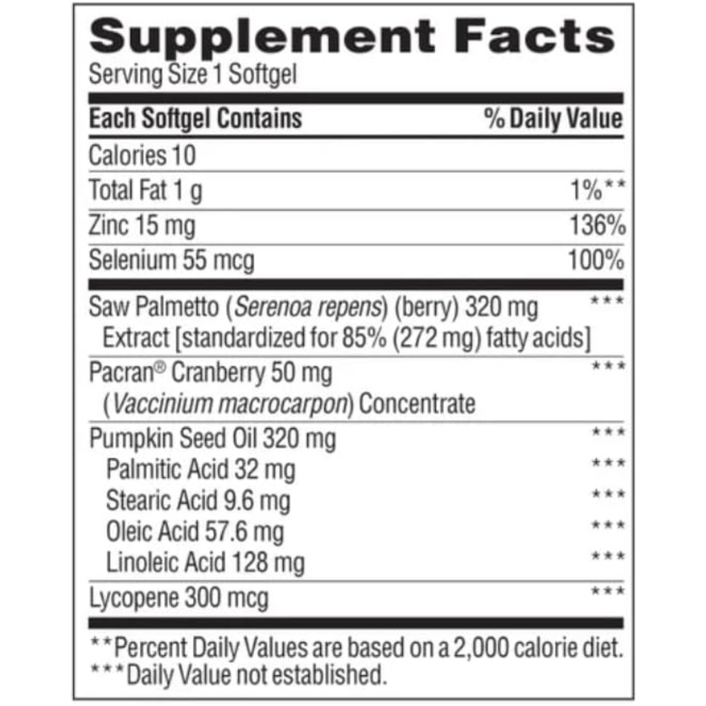 Saw Palmetto Prostate Plus Complex, 250 Softgels, Zinc, Lycopene, Pumpkin Seed, Nature
