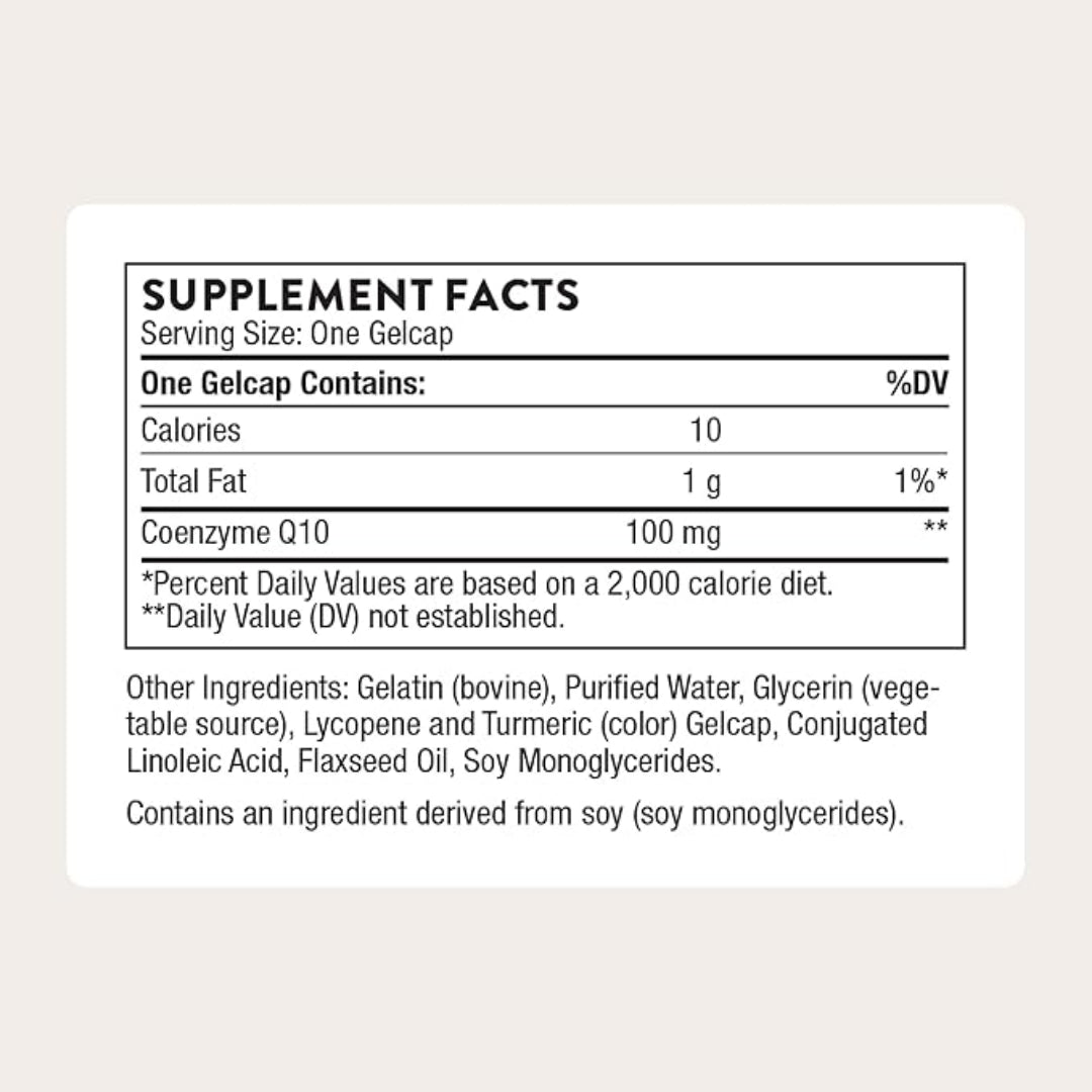 THORNE CoQ10 100mg Ubiquinone Supplement 60 Softgels | Heart Health, Cellular Energy & Healthy Aging Support