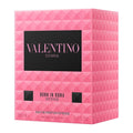 Valentino Donna Born in Roma Intense Eau de Parfum Intense box, featuring a pink geometric patterned design with a black central label.