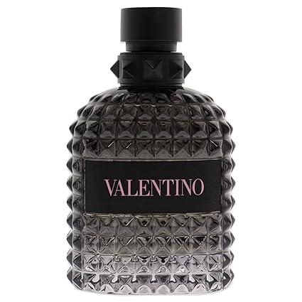 Valentino perfume bottle with black cap on a white background