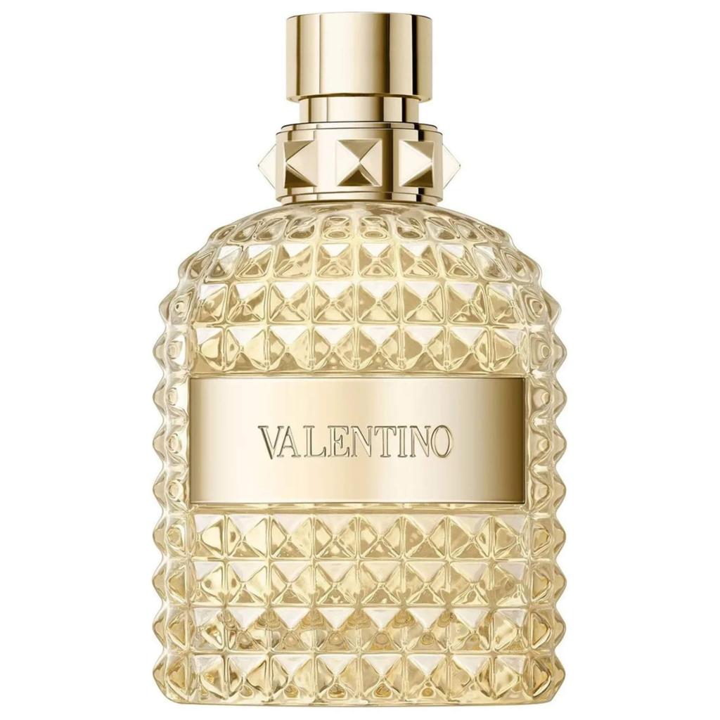 Valentino perfume bottle with textured design on a white background