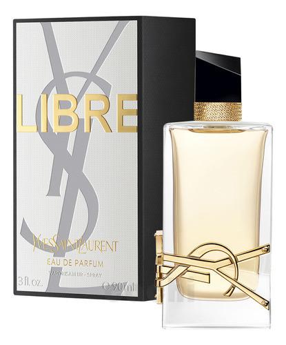 YSL Libre Eau de Parfum bottle with its black and white packaging box, featuring gold lettering and the iconic YSL logo.